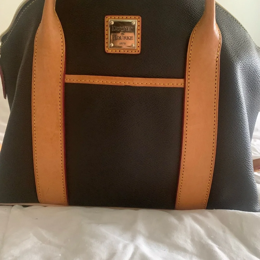 Dooney & Bourke Black Satchel with Tan Accents - Picture 8 of 13